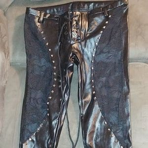 Lacey Studded Leather Leggings